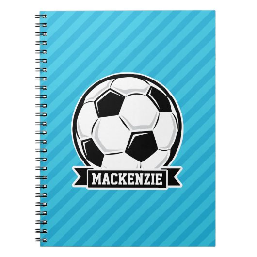 Voetbal; Sky Blue Stripes Notitieboek (Voorkant)