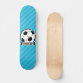 Voetbal; Sky Blue Stripes Persoonlijk Skateboard (Voorkant)