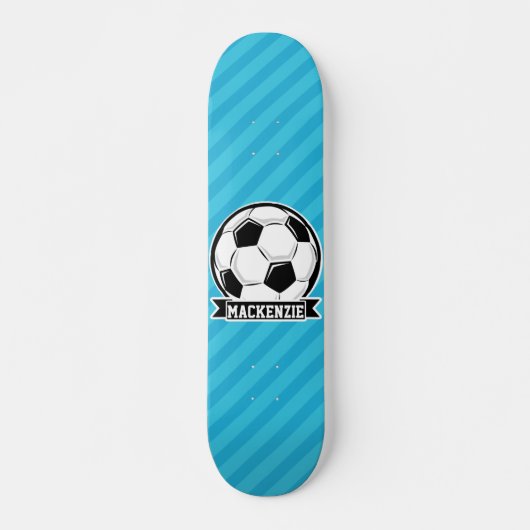 Voetbal; Sky Blue Stripes Persoonlijk Skateboard (Voorkant)