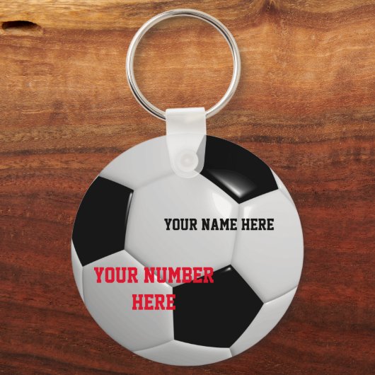 Voetbal Sleutelhanger Label Jouw naam-ID aanpassen (Voorkant)