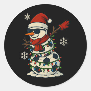 Voetbal Sneeuwman Dabbing Grappig Kerst Cute Jonge Ronde Sticker