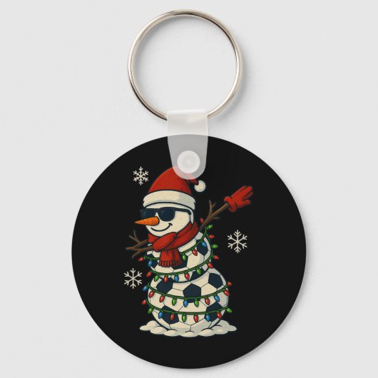 Voetbal Sneeuwman Dabbing Grappig Kerst Cute Jonge Sleutelhanger (Voorkant)