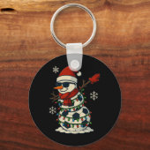 Voetbal Sneeuwman Dabbing Grappig Kerst Cute Jonge Sleutelhanger (Voorkant)