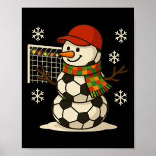 Voetbal Sneeuwman Grappig Kerstmis Xmas Schattige Poster