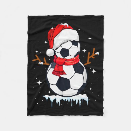 Voetbal Sneeuwman Kleding, Grappige Kerstman Kerst Fleece Deken (Voorkant)