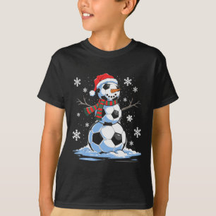 Voetbal Sneeuwman Voetballer Kerstman Hoed Kerst F T-shirt