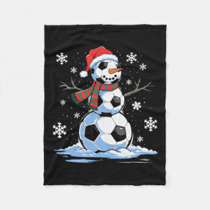 Voetbal Sneeuwman Voetballer Santa Hat Christmas F Fleece Deken
