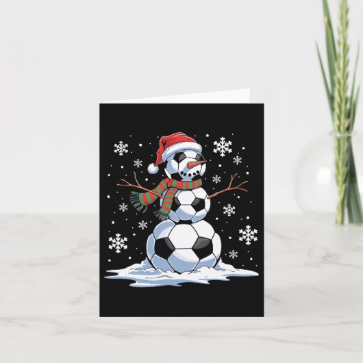 Voetbal Sneeuwman Voetballer Santa Hat Christmas F Kaart (Voorkant)