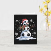 Voetbal Sneeuwman Voetballer Santa Hat Christmas F Kaart (Gele Bloem)