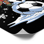 Voetbal Sneeuwman Voetballer Santa Hat Christmas F Poster (Hoek)