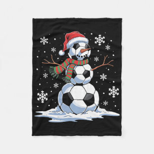 Voetbal Sneeuwman Voetbalspeler Kerstman Hoed Kers Fleece Deken