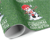 Voetbal Sneeuwman voor Kerstmis met Santa Hat Cadeaupapier (Rol Hoek)