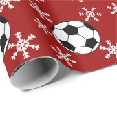 voetbal Snowflake Holiday Wrapping Paper Cadeaupapier (Rol Hoek)