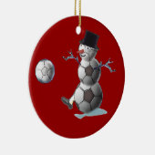 voetbal Snowman Keramisch Ornament (Rechts)