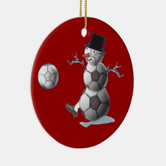 voetbal Snowman Keramisch Ornament (Rechts)