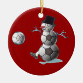 voetbal Snowman Keramisch Ornament (Voorkant)