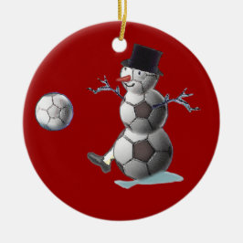 voetbal Snowman Keramisch Ornament