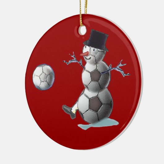 voetbal Snowman Keramisch Ornament (Links)