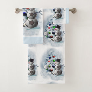 Voetbal Snowman Kerstmis Bad Handdoek