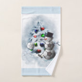 Voetbal Snowman Kerstmis Bad Handdoek (Handdoek)