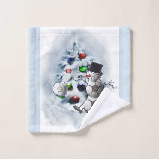 Voetbal Snowman Kerstmis Bad Handdoek (Wasdoekje)