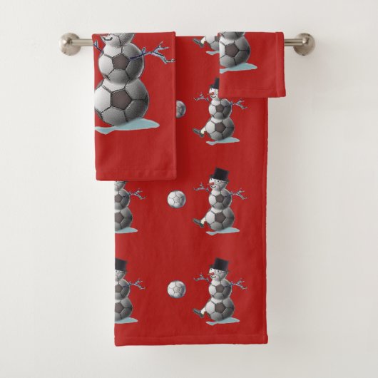 Voetbal Snowman Kerstmis Bad Handdoek (Insitu)