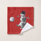 Voetbal Snowman Kerstmis Bad Handdoek (Wasdoekje)