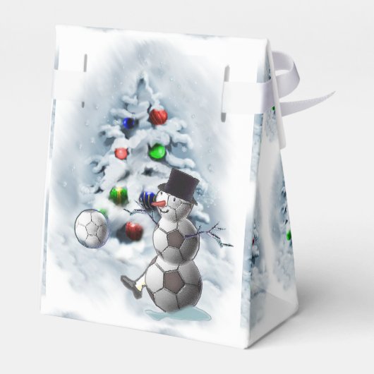 Voetbal Snowman Kerstmis Bedankdoosjes (Achterkant)