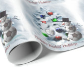Voetbal Snowman Kerstmis Cadeaupapier (Rol Hoek)