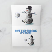 Voetbal Snowman Kerstmis Feestdagen Kaart (Binnen)