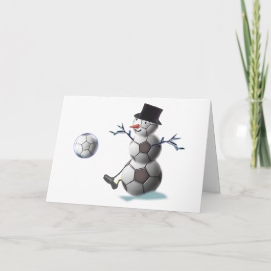 Voetbal Snowman Kerstmis Feestdagen Kaart (Voorkant)