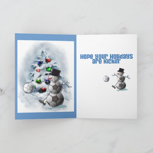 Voetbal Snowman Kerstmis Feestdagen Kaart (Binnen)