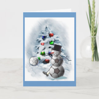 Voetbal Snowman Kerstmis Feestdagen Kaart