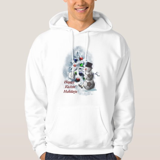 Voetbal Snowman Kerstmis Hoodie (Voorkant)