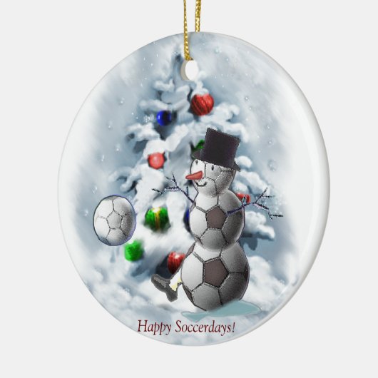 Voetbal Snowman Kerstmis Keramisch Ornament (Links)
