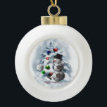 voetbal Snowman Kerstmis Keramische Bal Ornament<br><div class="desc">voetbal Snowman ziet er schattig uit op een breed scala van kerstcadeaugoederen. Elke voetbalfan zou van deze versiering op hun kerstboom houden. Personaliseer met naam of datum.</div>