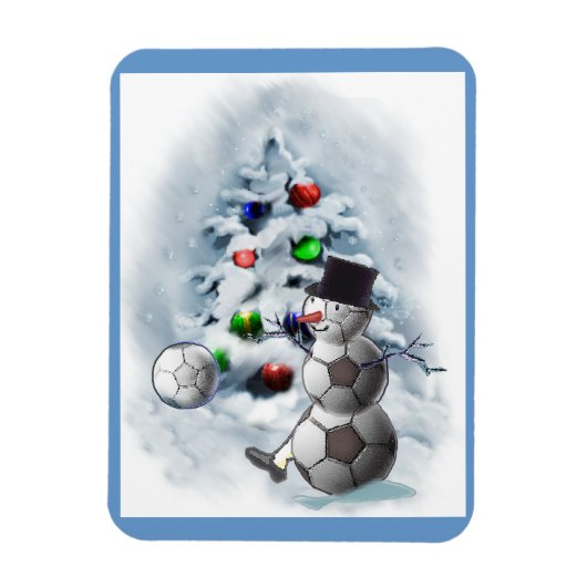 Voetbal Snowman Kerstmis Magneet (Verticaal)