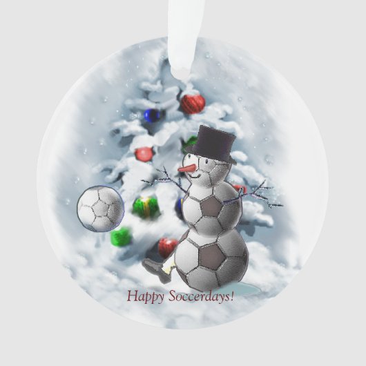 voetbal Snowman Kerstmis Ornament (voorkant)
