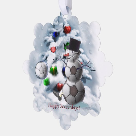 Voetbal Snowman Kerstmis Ornament Kaart (Links)