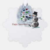 Voetbal Snowman Kerstmis Ornament Kaart (Achterkant)