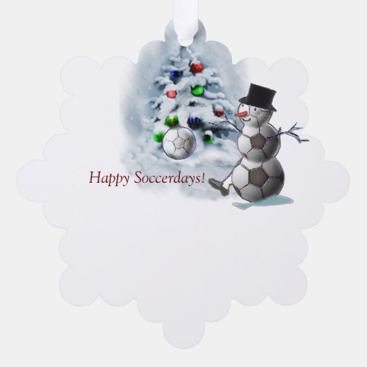 Voetbal Snowman Kerstmis Ornament Kaart (Achterkant)