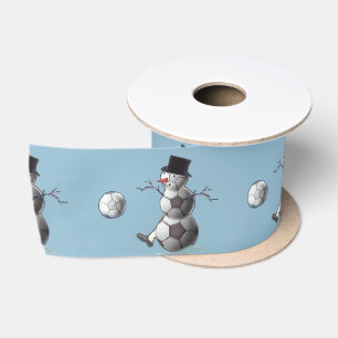 voetbal Snowman Kerstmis Satijnen Lint