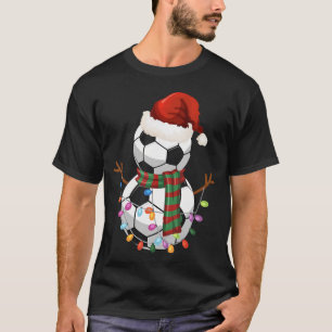 Voetbal Snowman Santa Hat Kerstvakantie T-shirt