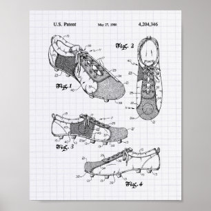 Voetbal Soccer Shoe 1980 Art - Lijnspeper Poster