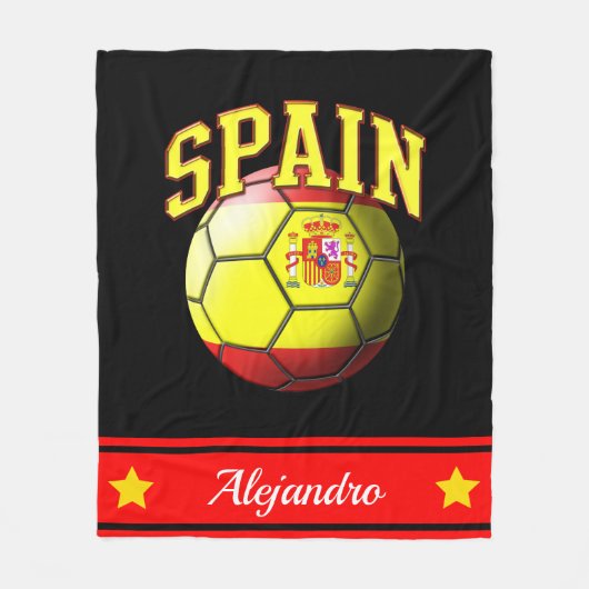 Voetbal Spaanse vlag | Naam Fleece Deken (Voorkant)