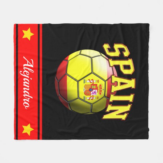 Voetbal Spaanse vlag | Naam Fleece Deken (Voorkant (Horizontaal))