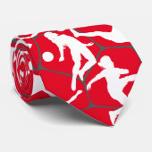 Voetbal Spel Pattern.b Rood BG Stropdas (Opgerold)