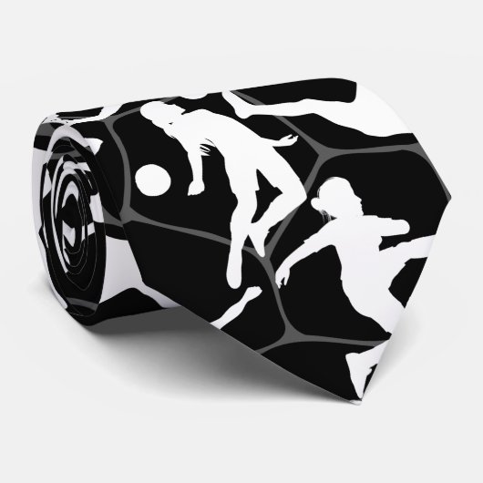 Voetbal Spel Pattern.b Zwart BG Stropdas (Opgerold)