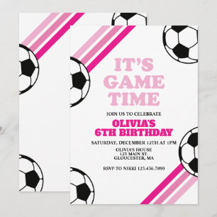 Voetbal Spel Tijd Roze Streep Verjaardag Kaart