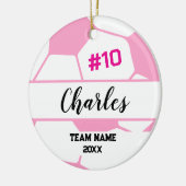Voetbal-speler | Aangepast naamnummer & team Keramisch Ornament (Links)